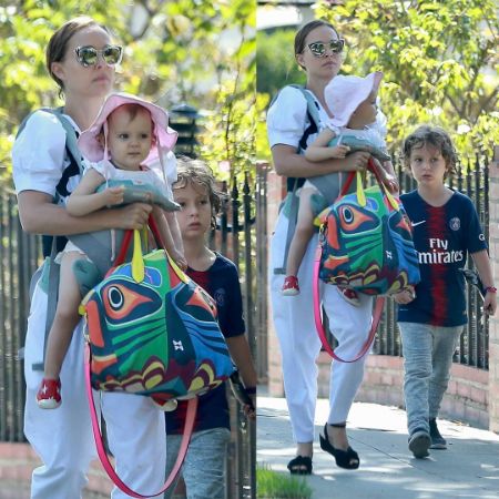 Aleph Portman-Millepied was photographed with his mother and sister.